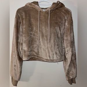 Bershka Women’s Fluffy Cropped Hoodie, Size S (true to size)